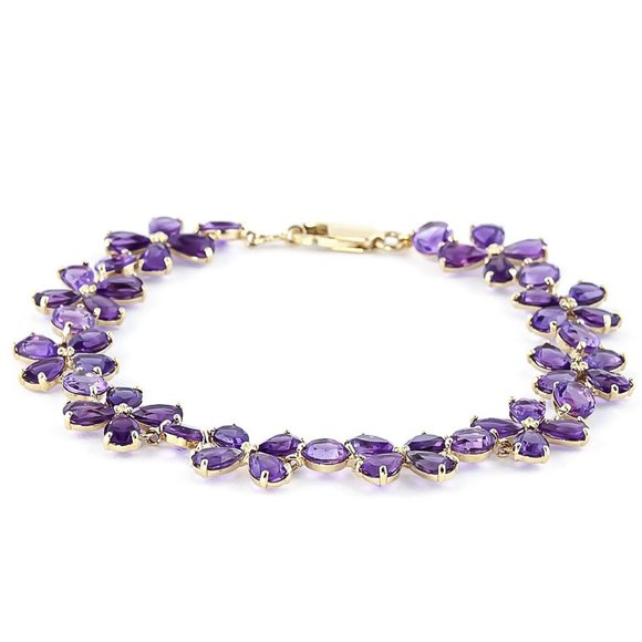 14K. SOLID GOLD BRACELETS WITH NATURAL AMETHYSTS - Picture 2 of 5